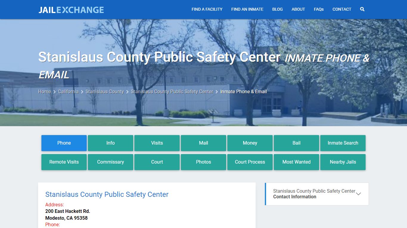 Inmate Phone - Stanislaus County Public Safety Center, CA - Jail Exchange